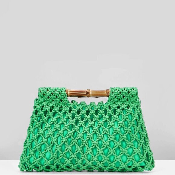 Green Vacation Women's Elegant Ladies Neon Hollow Out Crochet Bag - Picture 6 of 9